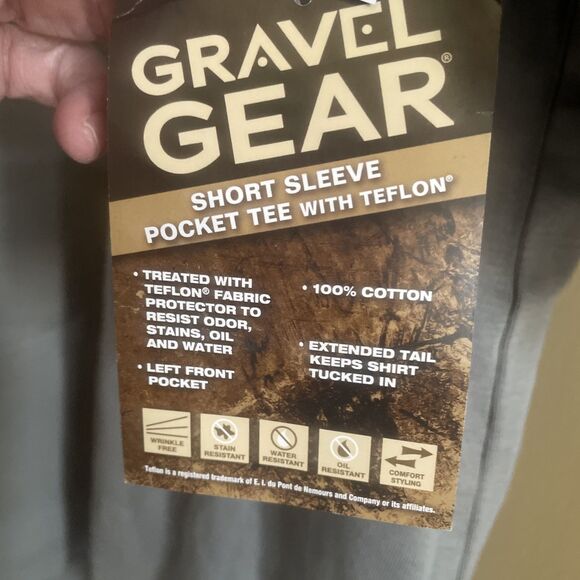 Gravel Gear SS Teflon Slate Green Pocket Tee Shirt Mens Size Large - Picture 8 of 11